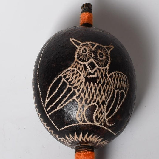 Medium Shipibo Ceremonial Rattle Hummingbird and Owl Handcrafted in Amazon Region Peru R52513