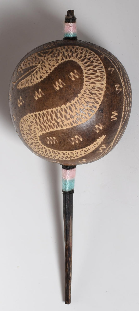 Large Shipibo Ceremonial Rattle Snake Handcrafted in Amazon Region Peru R52518