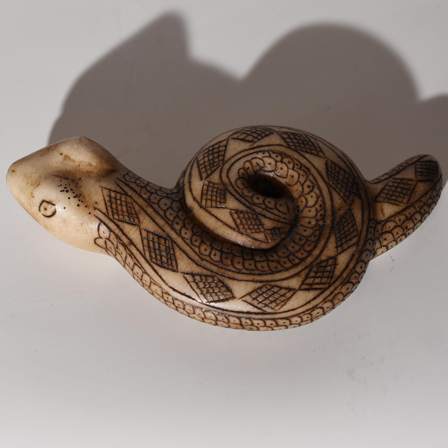 Alabaster Carving Snake Caliza stone hand carved Sacred Valley Peru S52518