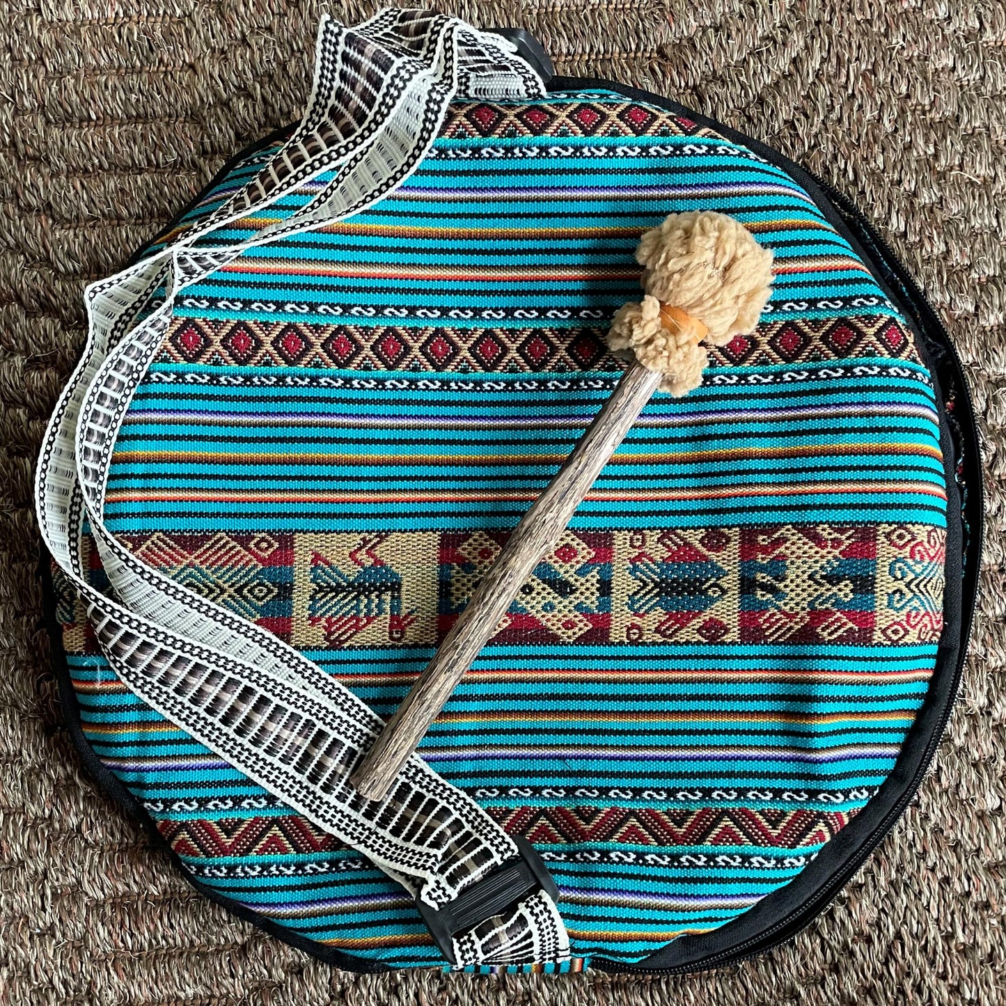 Shaman Drum Hand Made and Hand Painted Jaguar Snake Condor Hummingbird Made in Sacred Valley Peru D52504