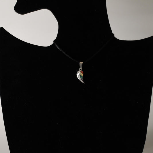 Coca Leaf Pendant with Stone and Abalone Inlay Peru 950 Silver Sacred Valley P52522