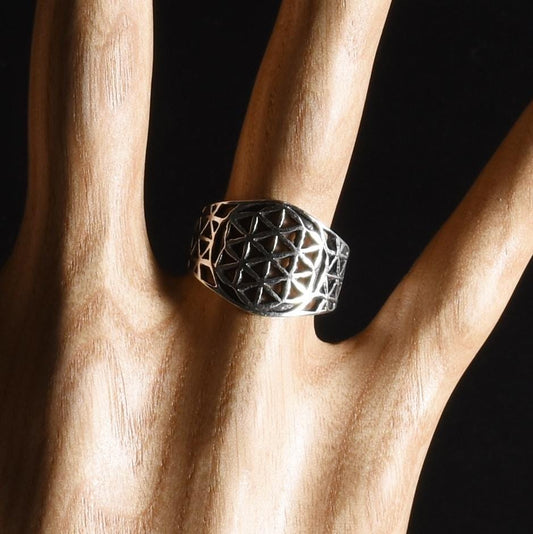 Flower of Life Ring Size 7 Peru 950 Silver Sacred Valley R52515