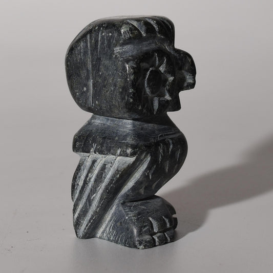 Stone Carving Owl Power Animal Black Serpentine Small hand crafted Sacred Valley Peru S52531