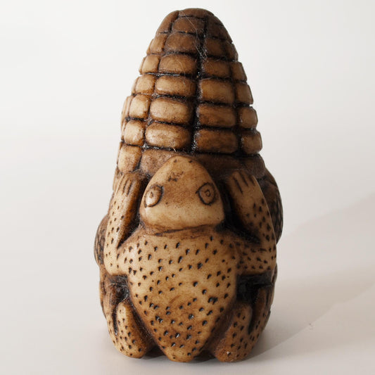 Alabaster Carving Corn Offering with Frog and Snake Caliza stone hand carved Sacred Valley Peru S52508