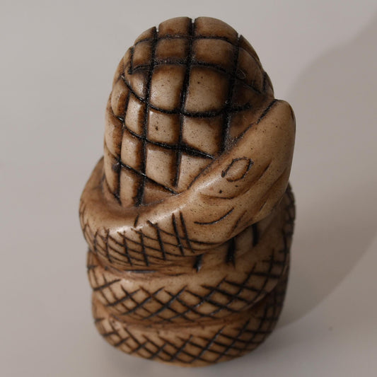Alabaster Carving Corn Offering with Snake Caliza stone hand carved Sacred Valley Peru S52510