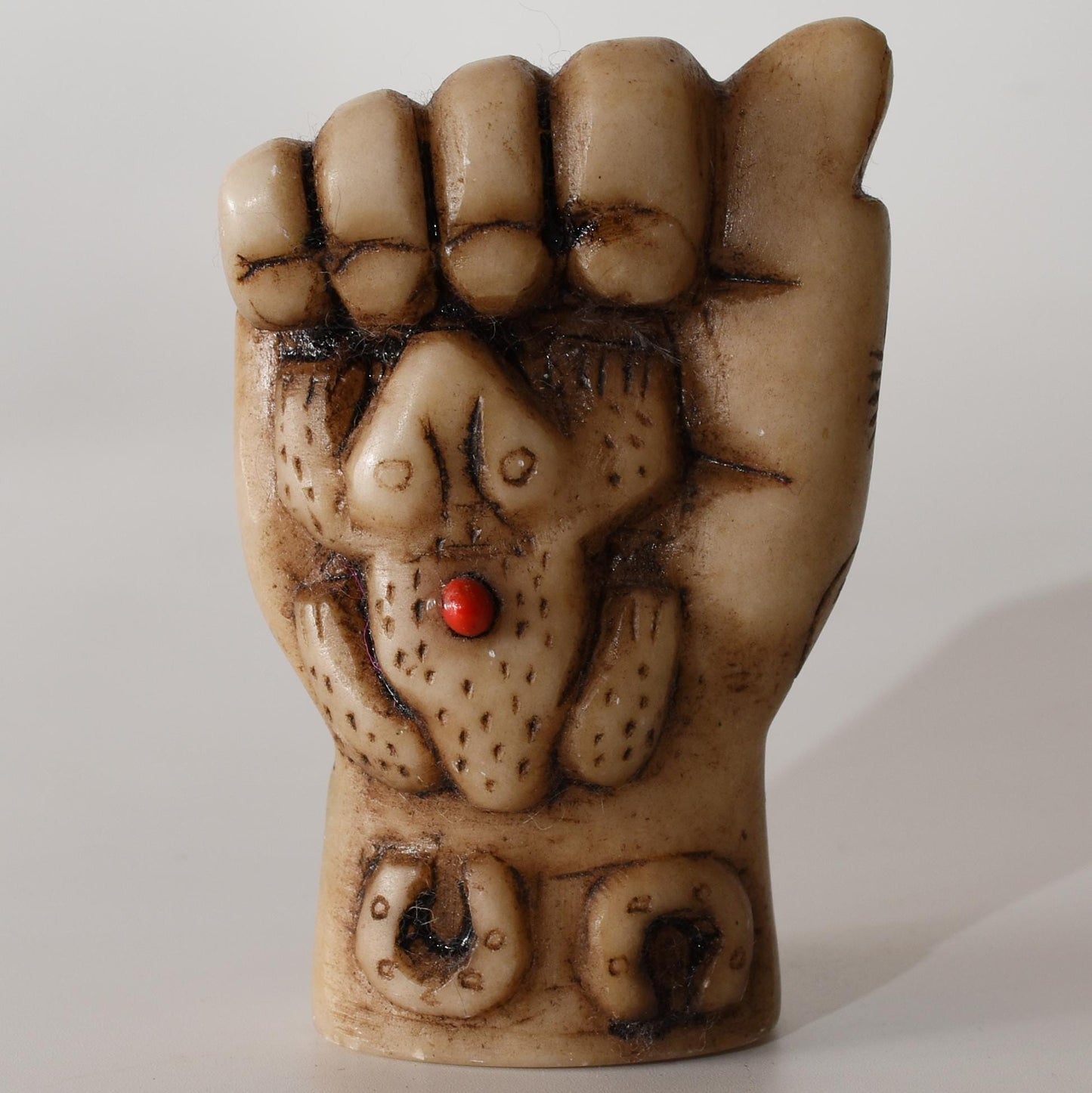 Alabaster Offering Hand with Corn Snake Coca Leaves Khuya stone carving hand crafted Sacred Valley Peru S52514