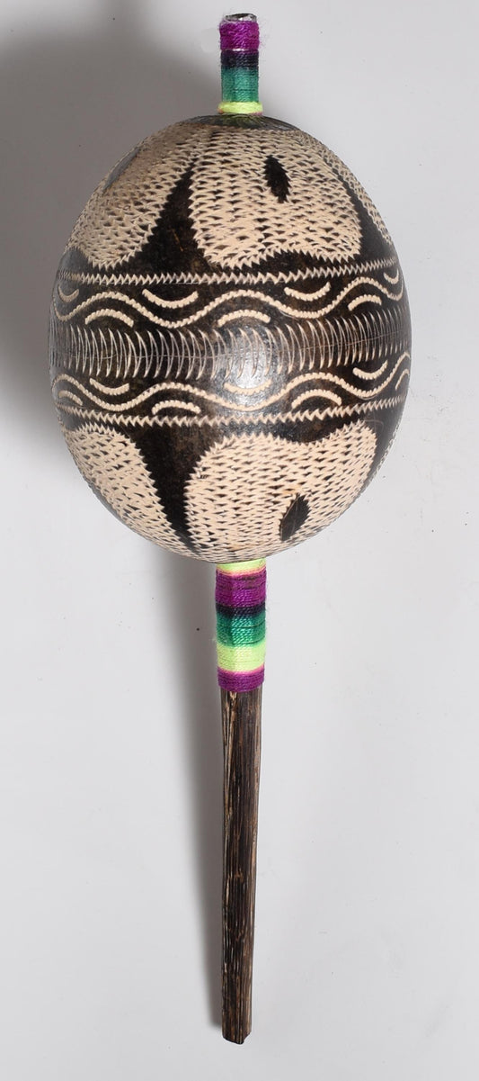 Large Shipibo Ceremonial Rattle with Shipibo Patterns Handcrafted in Amazon Region Peru R52502