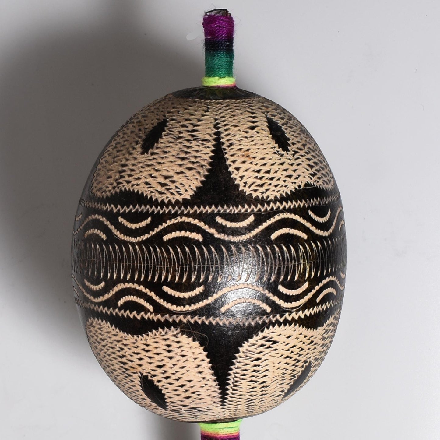 Large Shipibo Ceremonial Rattle with Shipibo Patterns Handcrafted in Amazon Region Peru R52502