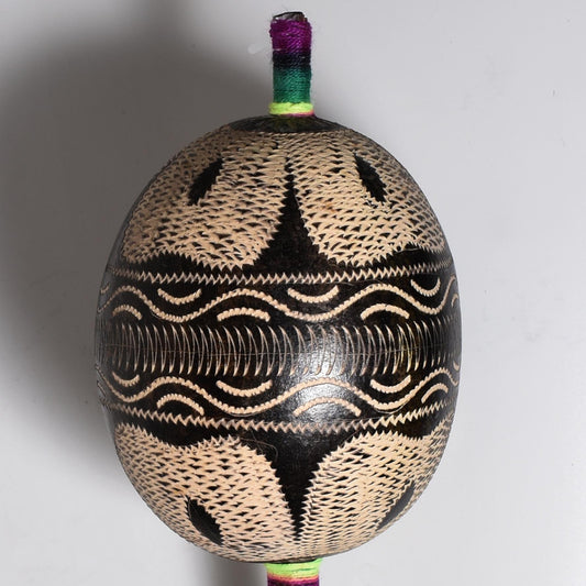 Large Shipibo Ceremonial Rattle with Shipibo Patterns Handcrafted in Amazon Region Peru R52502