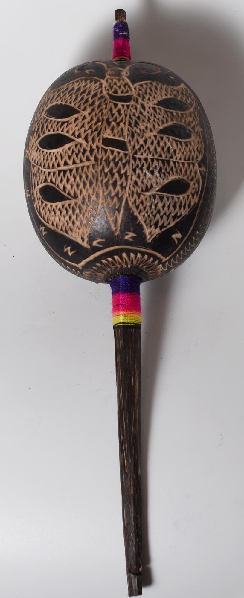 Large Shipibo Ceremonial Rattle Butterfly Handcrafted in Amazon Region Peru R52506