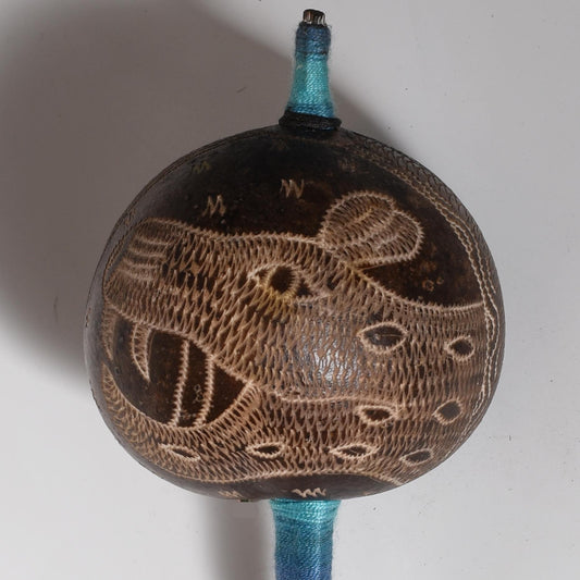 Large Shipibo Ceremonial Rattle Animal Handcrafted in Amazon Region Peru R52509