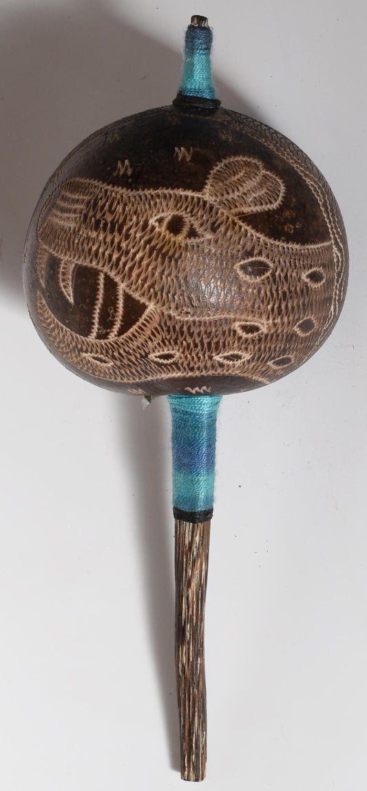 Large Shipibo Ceremonial Rattle Animal Handcrafted in Amazon Region Peru R52509