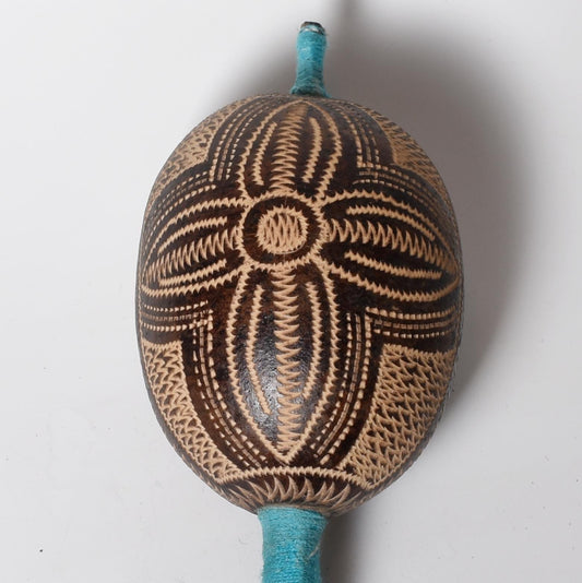 Medium Shipibo Ceremonial Rattle with Shipibo Flower Patterns Handcrafted in Amazon Region Peru R52514