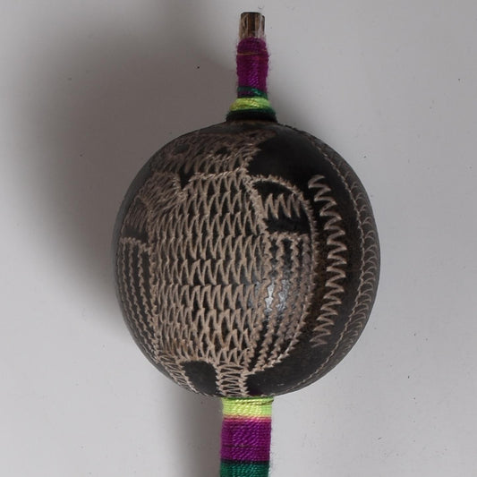 Shipibo Ceremonial Rattle Owl and Flower Handcrafted in Amazon Region Peru R52515