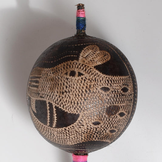 Large Shipibo Ceremonial Rattle Animal Handcrafted in Amazon Region Peru R52520