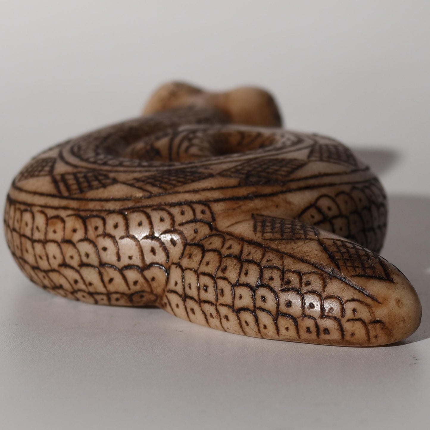 Alabaster Carving Snake Caliza stone hand carved Sacred Valley Peru S52518
