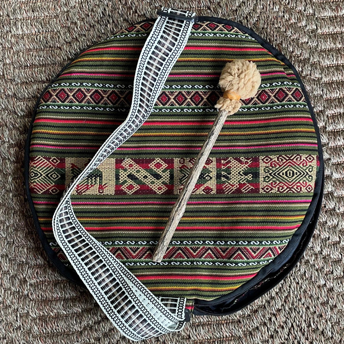 Shaman Drum Hand Made and Hand Painted Snakes Hummingbirds Made in Sacred Valley Peru D52510