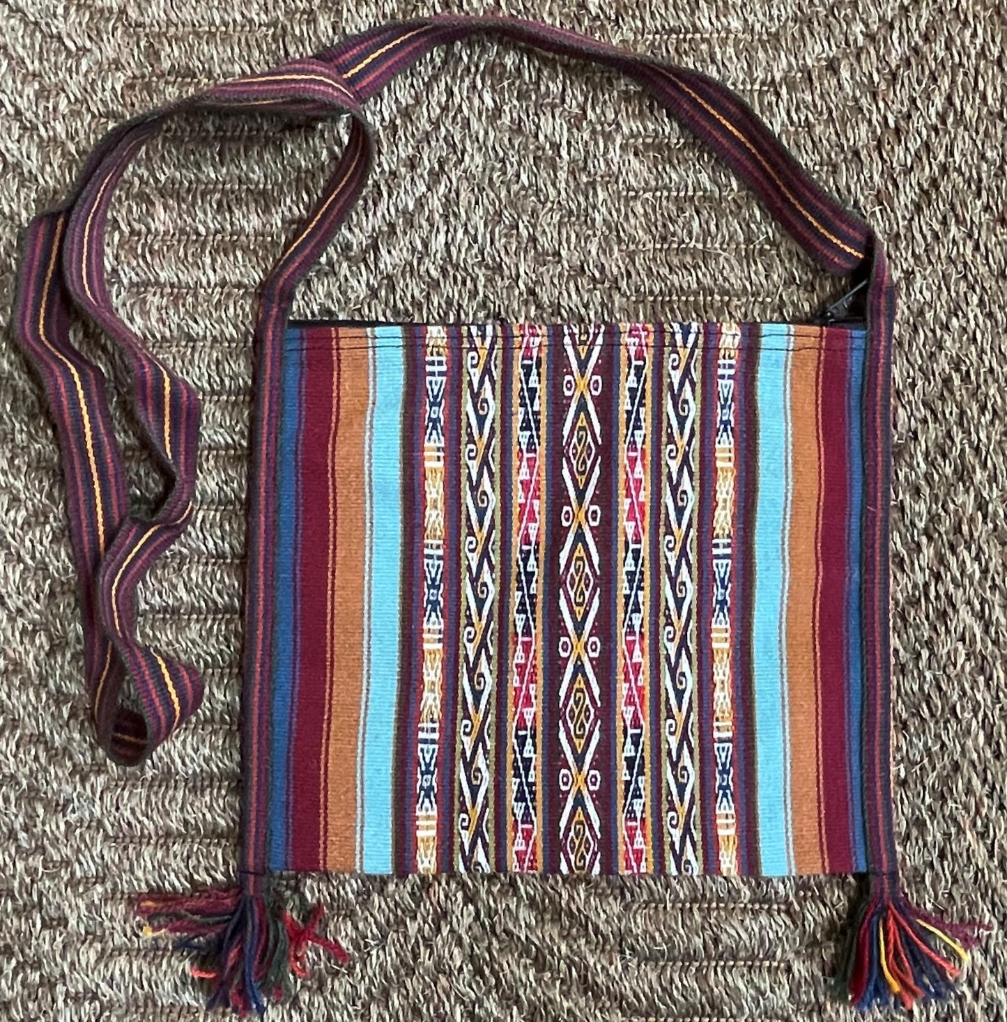 Small Chinchero Shoulder Bag Handwoven on Loom Zippered Andean Textile Sacred Valley Peru CHB103
