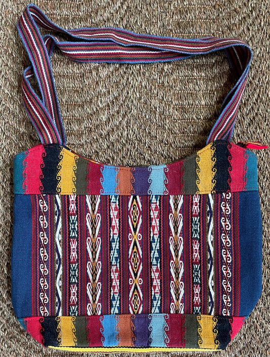 Large Chinchero Shoulder Bag Handwoven on Loom Zippered Andean Textile Sacred Valley Peru CHB104
