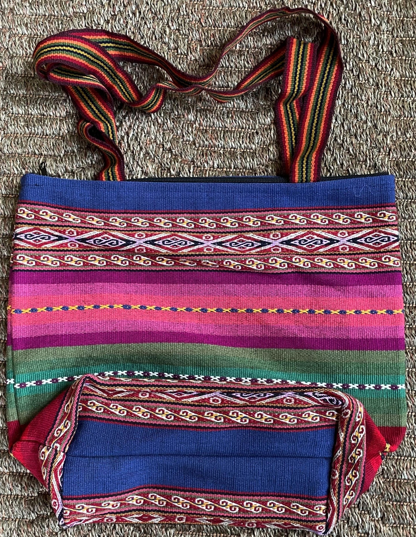 Large Chinchero Shoulder Bag Handwoven on Loom Zippered Andean Textile Sacred Valley Peru CHB105