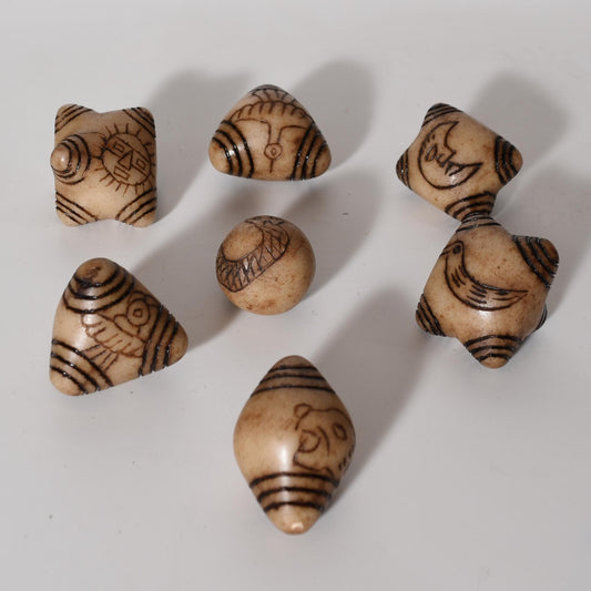 Peruvian Chumpi Khuya Apu Stones Set of 7 Alabaster / Caliza Stone hand crafted Sacred Valley CS52501