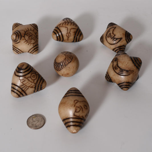 Peruvian Chumpi Khuya Apu Stones Set of 7 Alabaster / Caliza Stone hand crafted Sacred Valley CS52501