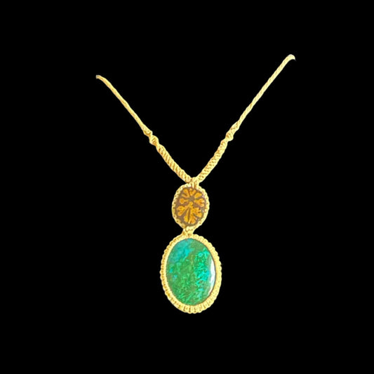 Necklace Ayahuasca Vine Peruvian Turquoise Macrame Hand Crafted by Shipibo in Amazon Basin Peru MN52502