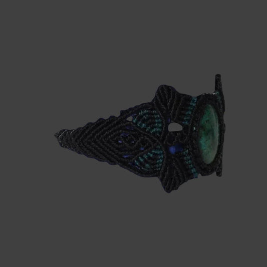 Shipibo Macrame Bracelet Peruvian Turquoise Amazon Region Peru B52504