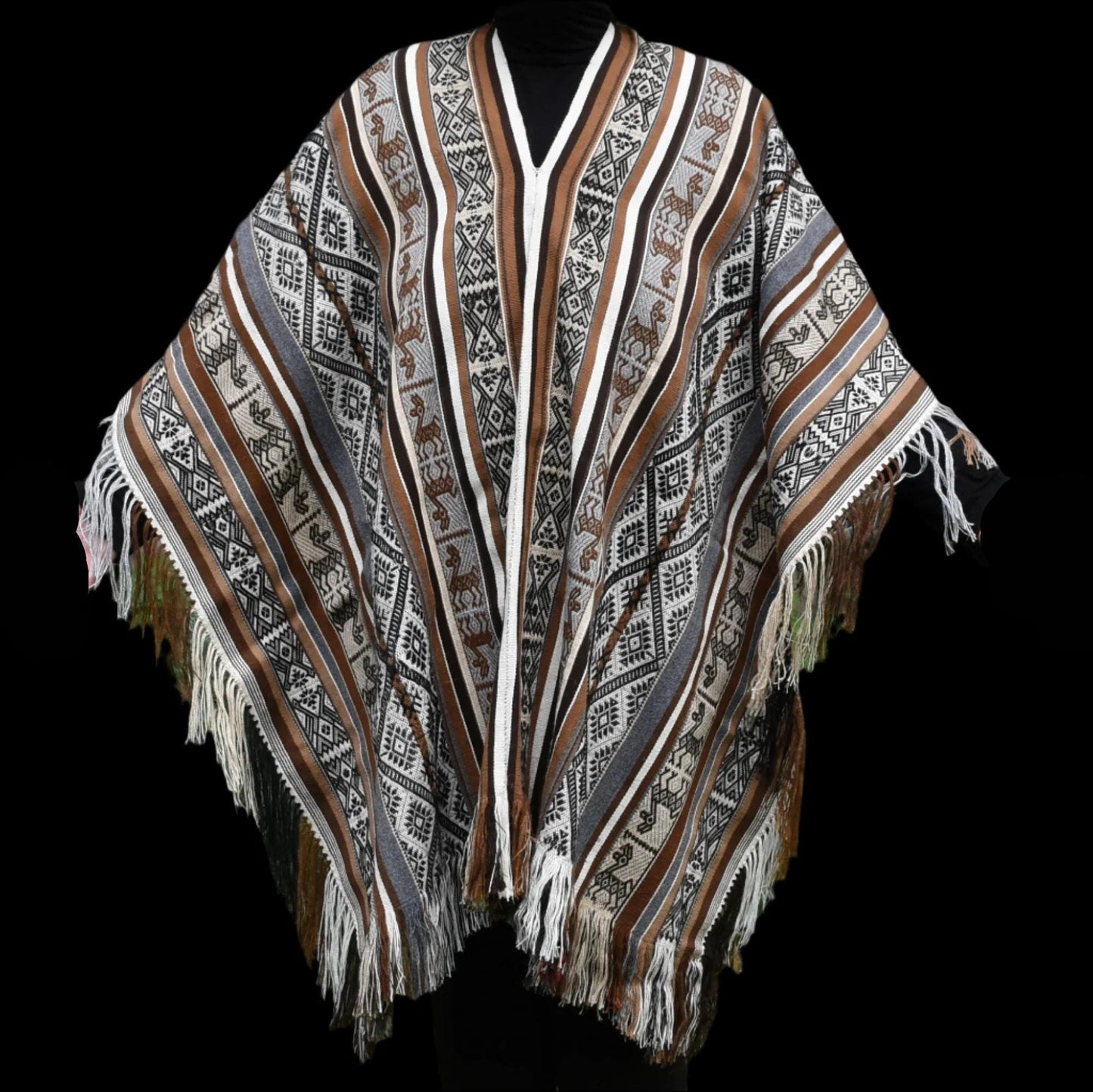 Peruvian Chinchero Shaman Poncho Hand Woven Alpaca Blend Sacred Valley Peru P2310