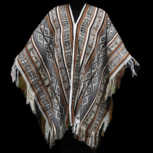 Peruvian Chinchero Shaman Poncho Hand Woven Alpaca Blend Sacred Valley Peru P2310