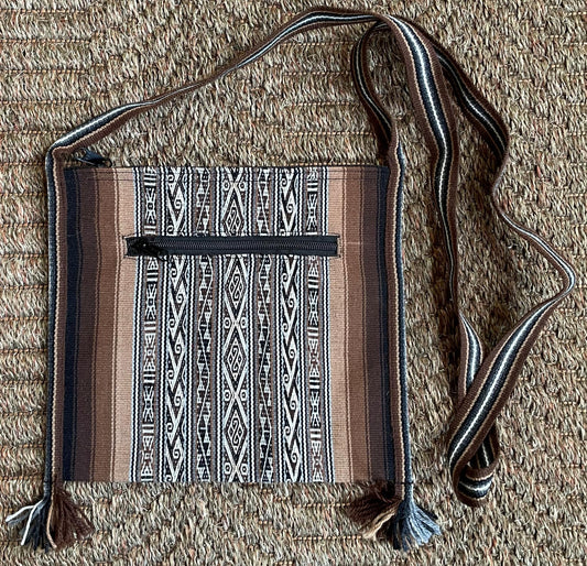 Small Chinchero Shoulder Bag Handwoven on Loom Zippered Andean Textile Sacred Valley Peru CHB102