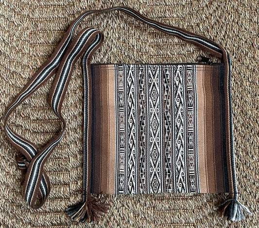 Small Chinchero Shoulder Bag Handwoven on Loom Zippered Andean Textile Sacred Valley Peru CHB102