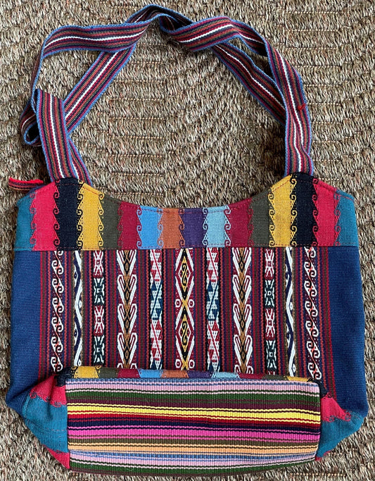 Large Chinchero Shoulder Bag Handwoven on Loom Zippered Andean Textile Sacred Valley Peru CHB104