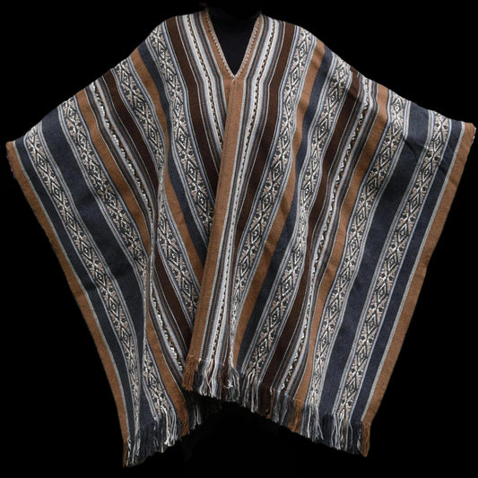 Peruvian Shaman Poncho Hand Woven Alpaca Blend Sacred Valley Peru P2301