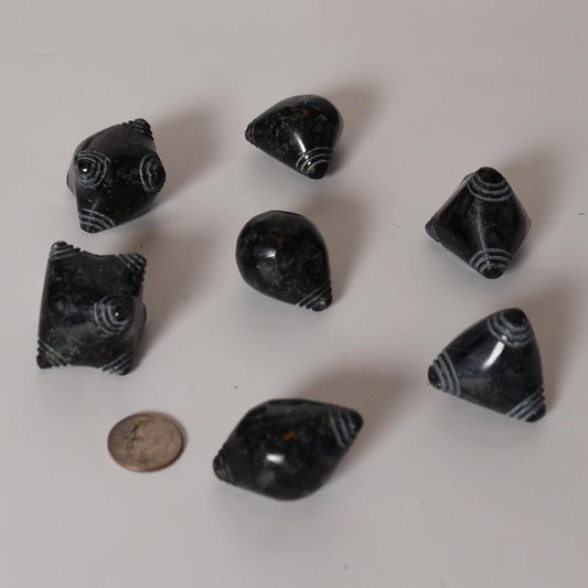 Peruvian Chumpi Khuya Apu Stones Set of 7 Black Serpentine hand crafted Sacred Valley CS52502