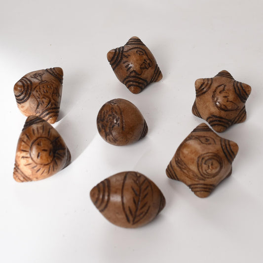 Peruvian Chumpi Khuya Apu Stones Set of 7 Alabaster / Caliza Stone hand crafted Sacred Valley CS52505