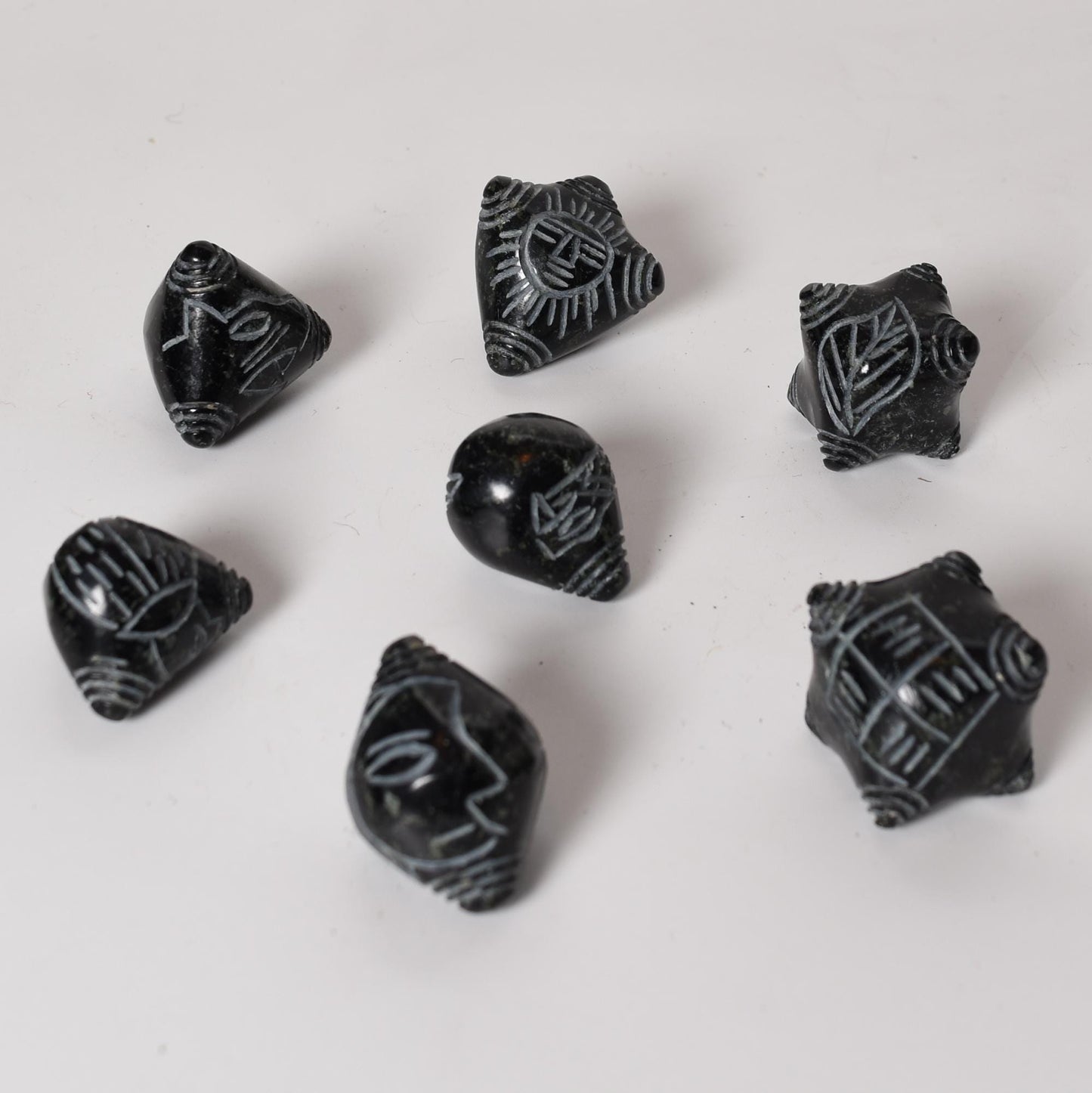 Peruvian Chumpi Khuya Apu Stones Set of 7 Black Serpentine hand crafted Sacred Valley CS52508