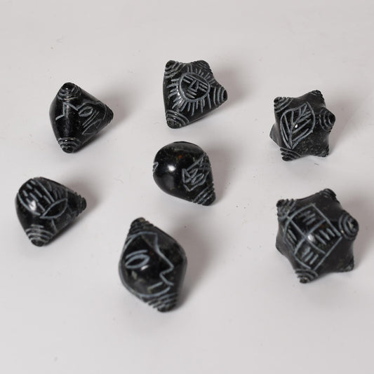 Peruvian Chumpi Khuya Apu Stones Set of 7 Black Serpentine hand crafted Sacred Valley CS52508