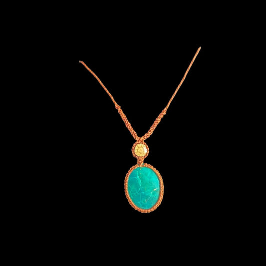Necklace Ayahuasca Vine Peruvian Turquoise Macrame Hand Crafted by Shipibo in Amazon Basin Peru MN52501