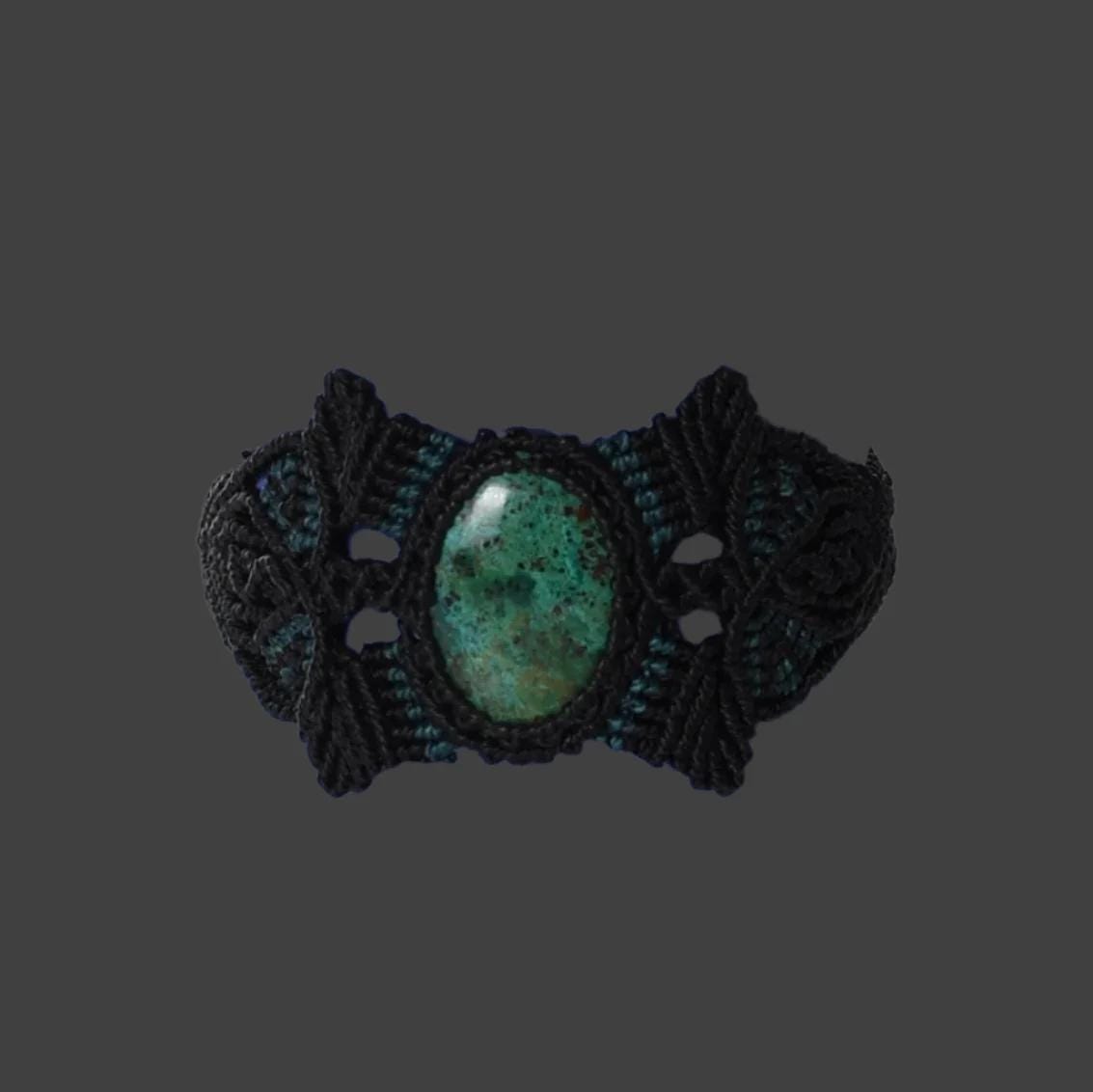 Shipibo Macrame Bracelet Peruvian Turquoise Amazon Region Peru B52504