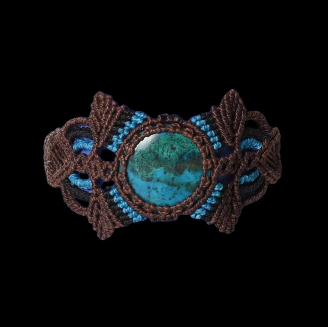 Shipibo Macrame Bracelet Peruvian Turquoise Amazon Region Peru B52508