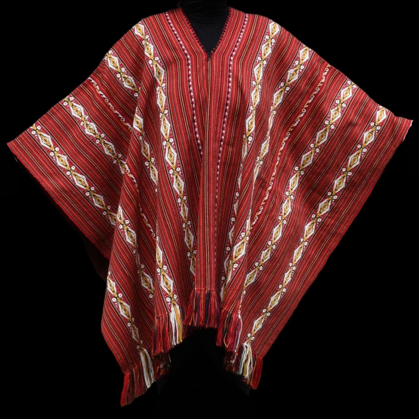 Peruvian Shaman Poncho Hand Woven Alpaca Blend Sacred Valley Peru P2302