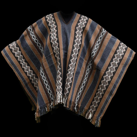 Peruvian Shaman Poncho Hand Woven Alpaca Blend Sacred Valley Peru P2305