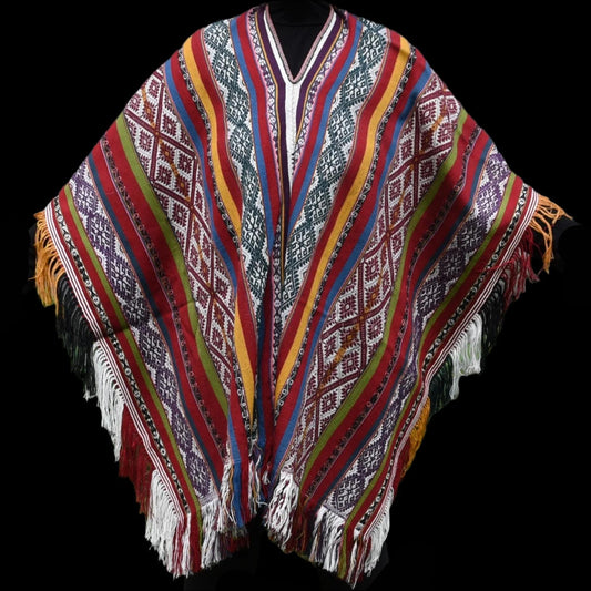 Peruvian Shaman Poncho Hand Woven Alpaca Blend Sacred Valley Peru P2309