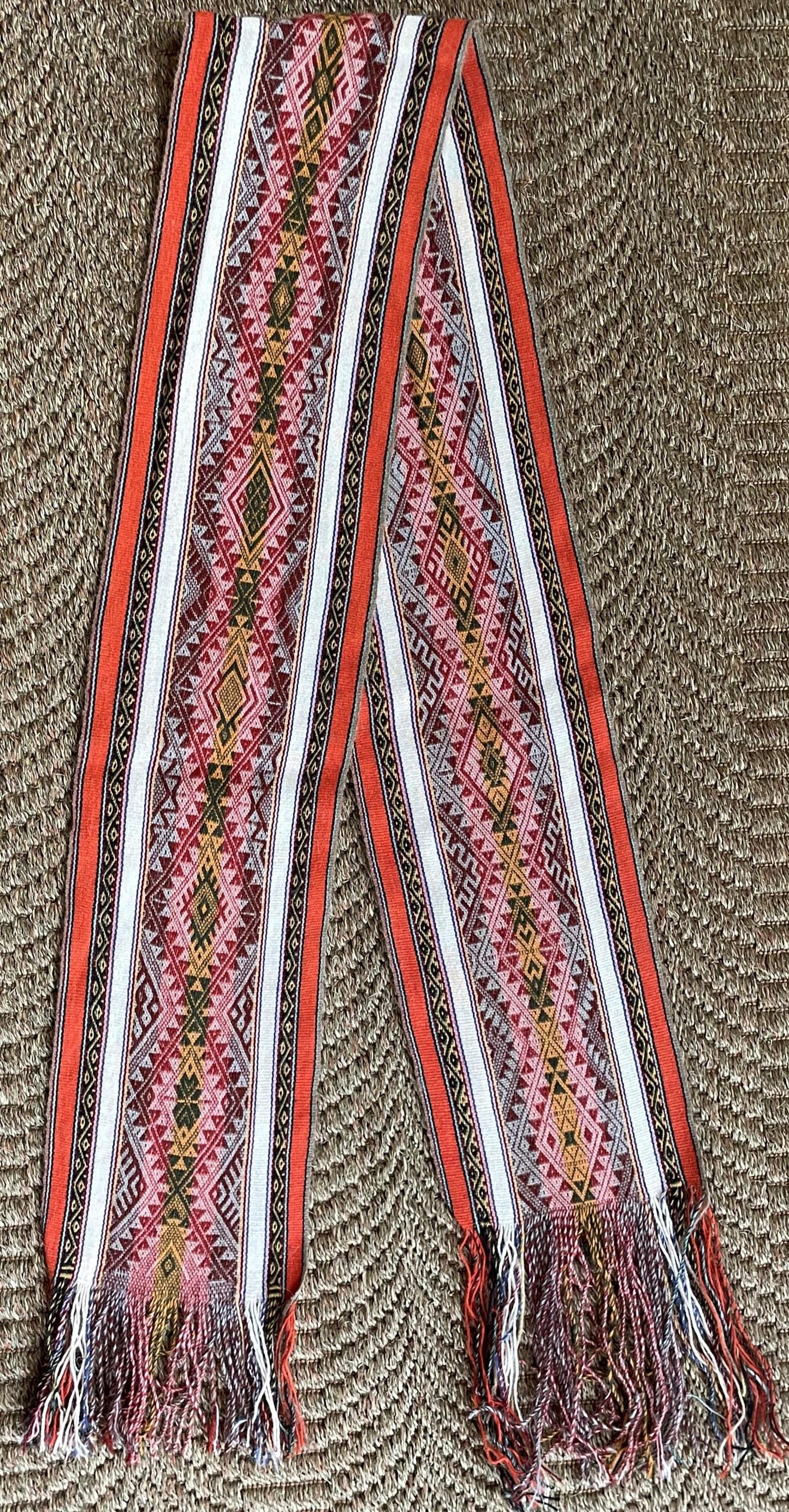 Chinchero Hand Woven Alpaca Scarf Sacred Valley Peru 7 x 80 SC2