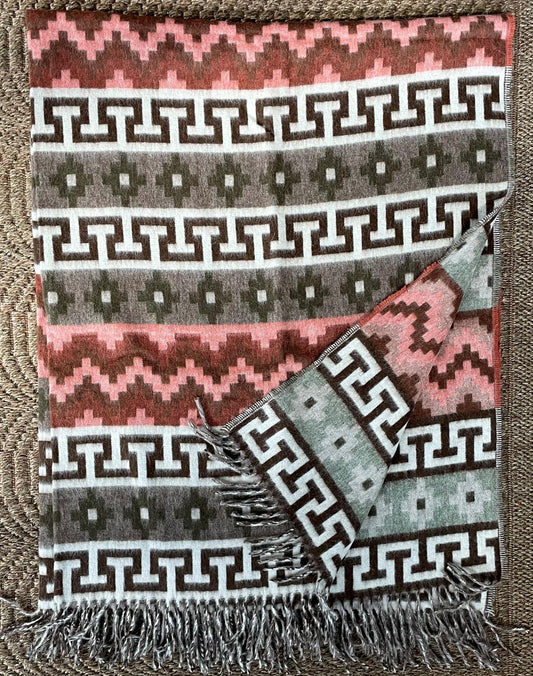 Alpaca Blanket Throw Chakana Pattern Sacred Valley Peru 54 x 66