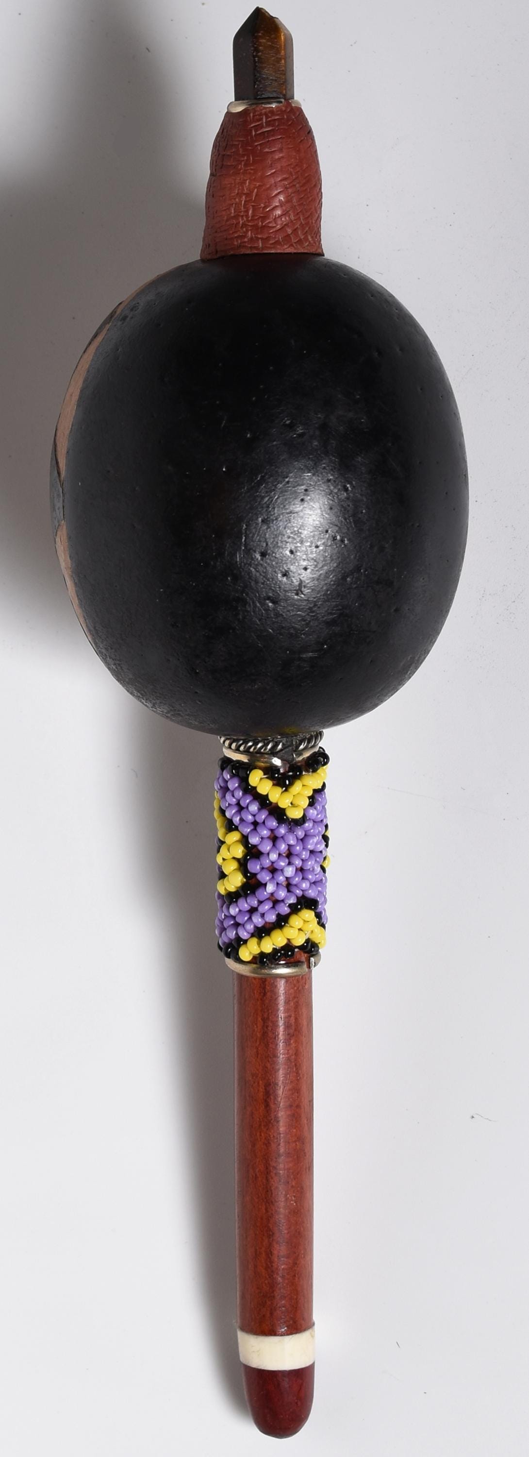 Shipibo Ceremonial Hummingbird Rattle with Bead Work and Tiger Eye Handcrafted in Amazon Region Peru R52523