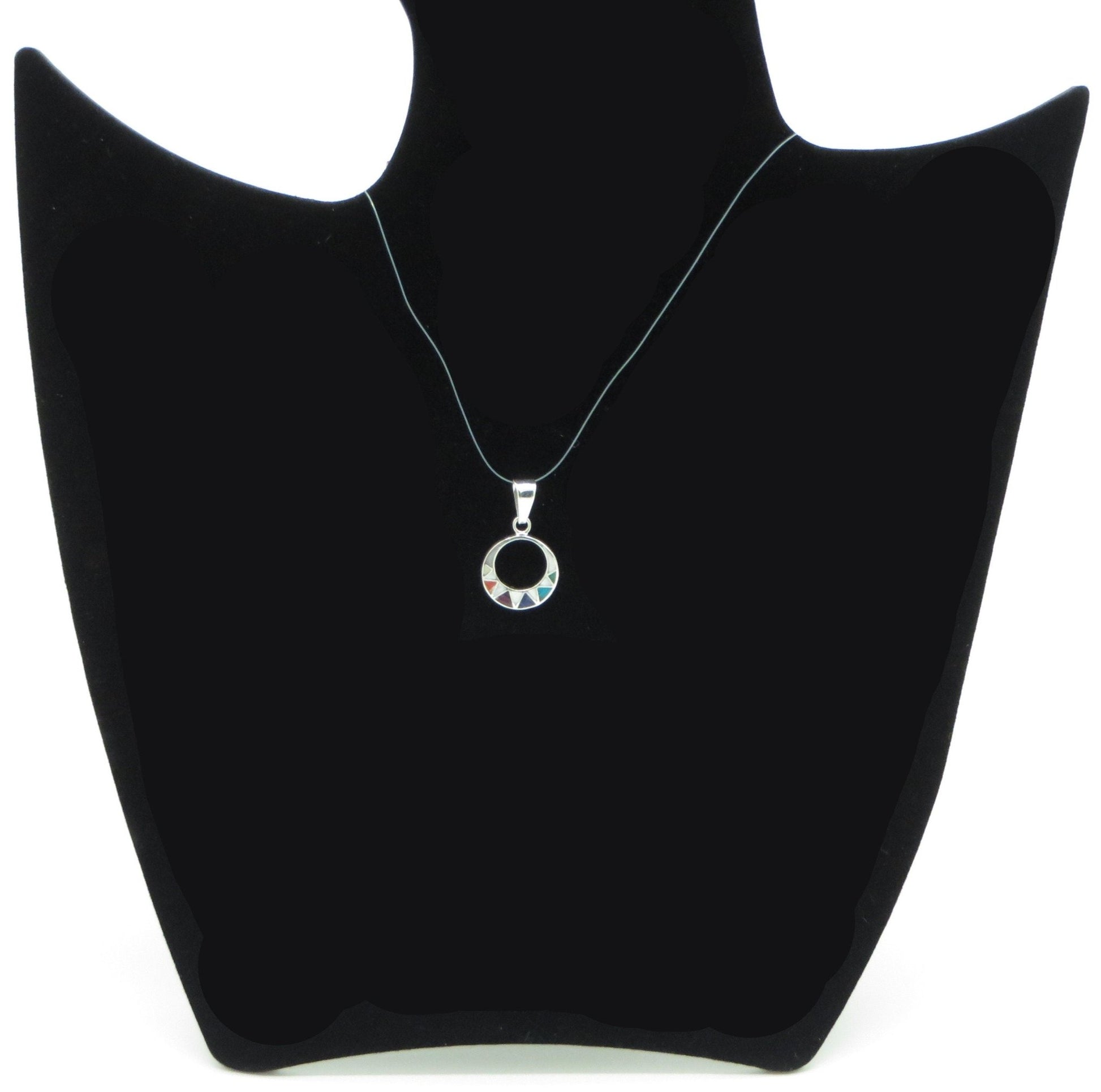 Inca Calendar Pendant Peru 950 Silver and Stone Inlay Sacred Valley PJV12 - Shaman Things