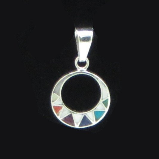 Inca Calendar Pendant Peru 950 Silver and Stone Inlay Sacred Valley PJV12 - Shaman Things