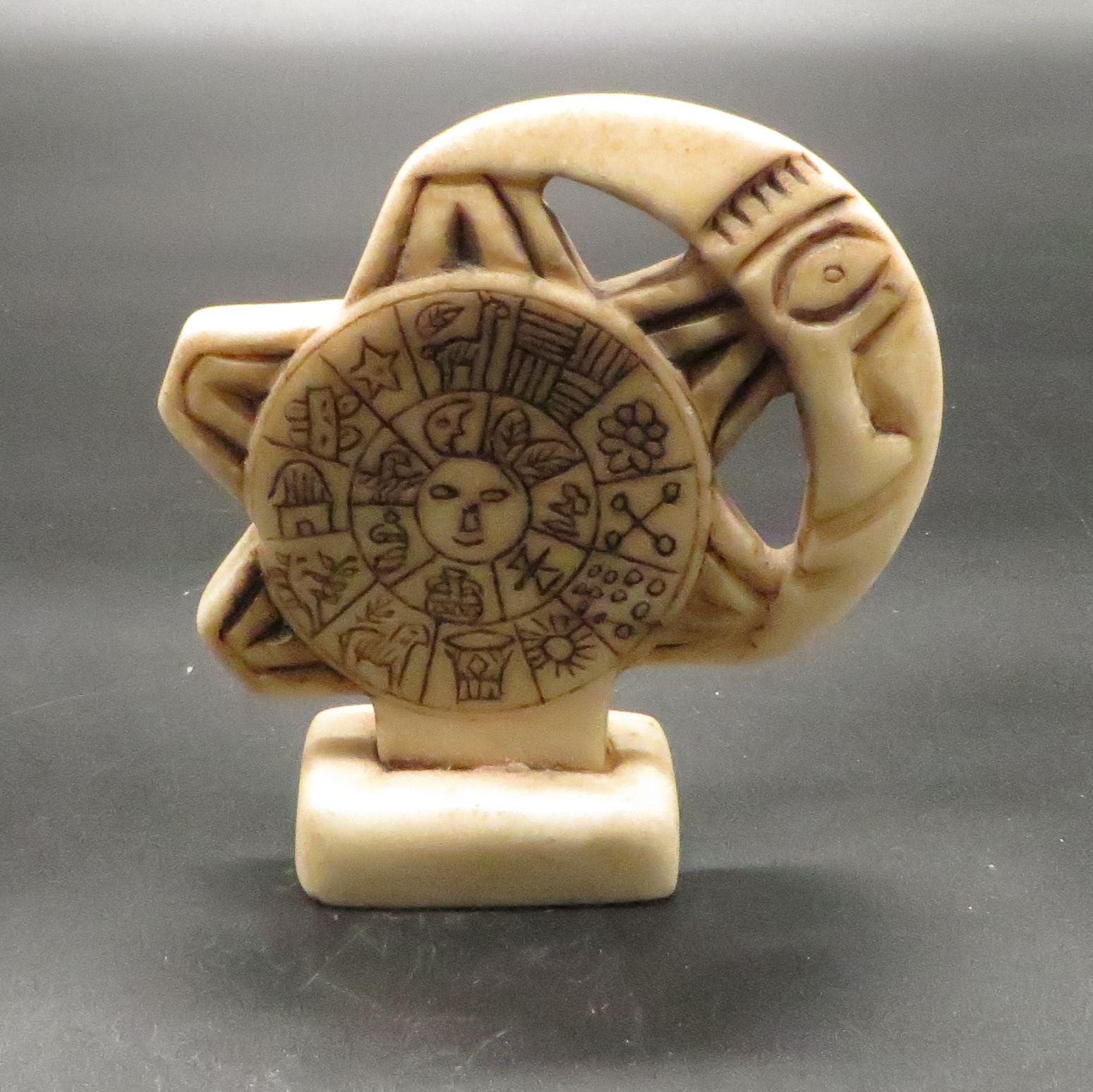 Inca Calendar Sun and Moon Alabaster Caliza Stone hand crafted Sacred Valley P24 - 25 - Shaman Things